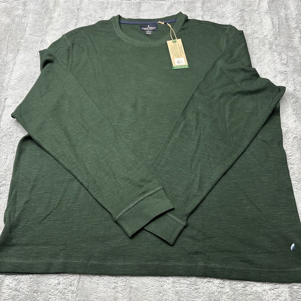 Tailor Vintage Long Sleeve Shirt Pullover‎  Men's XXL Scarab Green Crew Neck NWT